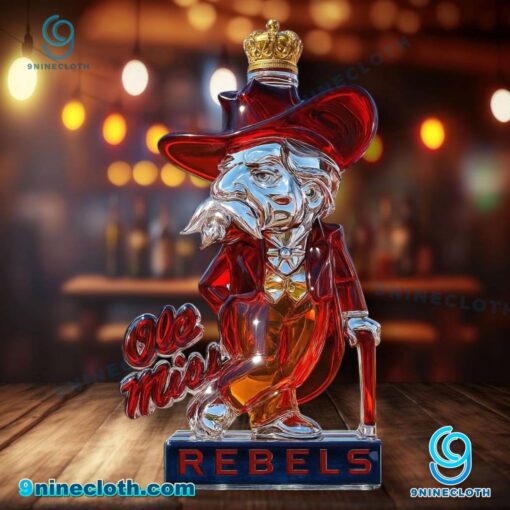 Ole Miss Rebels Colonel Reb Custom Whiskey Bottle fKGMst6