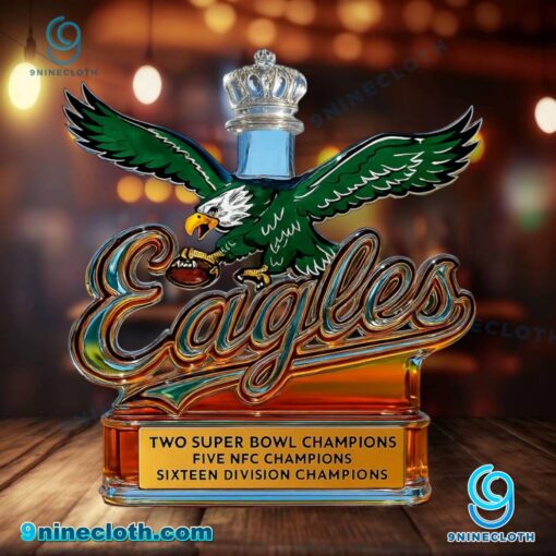 Philadelphia Eagles Two Super Bowl Champions Five NFC Champions Custom Whiskey Bottle x31jS4I