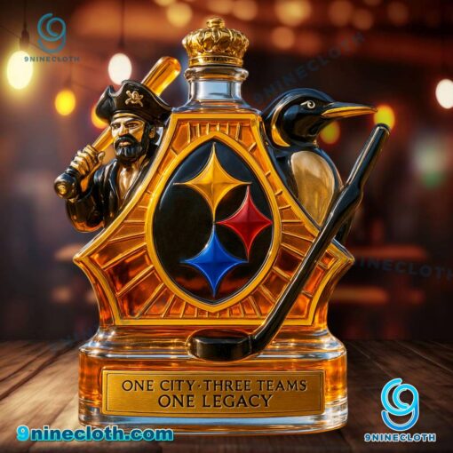 Pittsburgh Sports One City Three Teams One Legacy Custom Whiskey Bottle FiprfbJ
