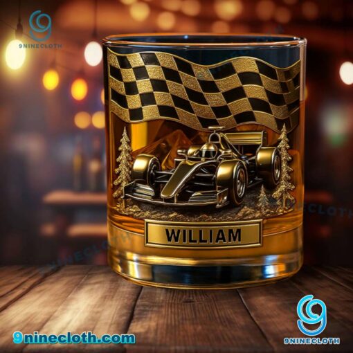 Race Car Personalized Whiskey Glass bZ9FI3z