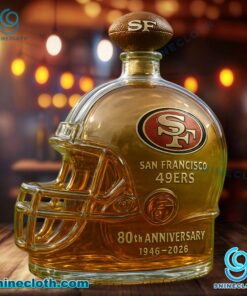 San Francisco 49ers 80th Anniversary 1946-2026 Helmet Custom Whiskey Bottle PYzmJfd
