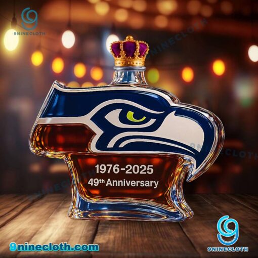 Seattle Seahawks 49th Anniversary 1976-2025 custom Whisky Bottle cQsUNhW