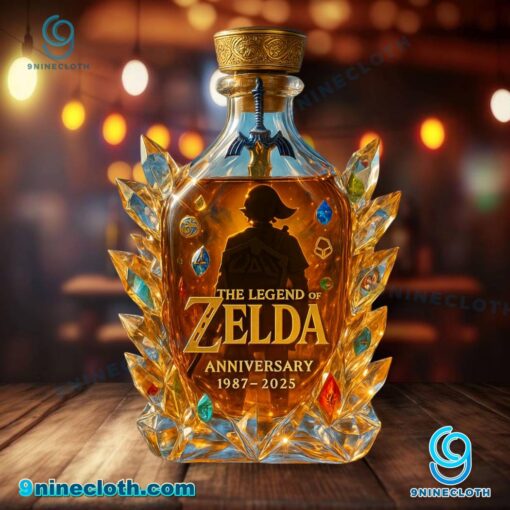 The Legend Of Zelda 38th Anniversary 1987-2025 Custom Whiskey Bottle QVlEP28