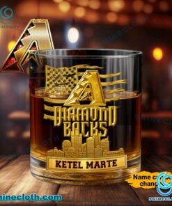 Arizona Diamondbacks American Flag City Skyline Personalized Whiskey Glass GwB5Kx6
