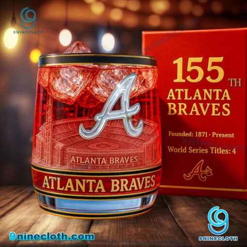 Atlanta Braves 155th Anniversary Whiskey Glass B8xuiv9