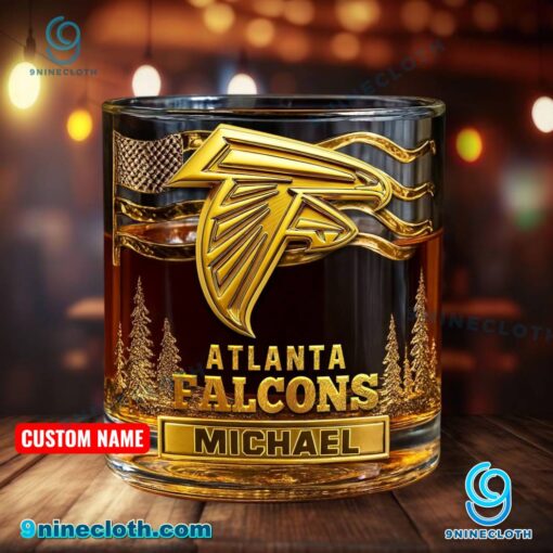 Atlanta Falcons American Flag Personalized Whiskey Glass Tn9i0BK