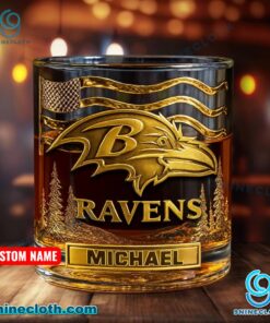 Baltimore Ravens American Flag Personalized Whiskey Glass QpaTOES