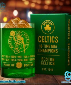 Boston Celtics 18-time NBA Champions Whiskey Glass 0H8Ig2x