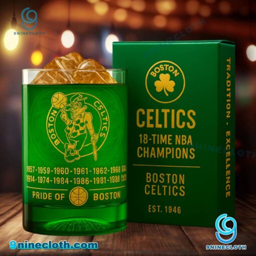 Boston Celtics 18-time NBA Champions Whiskey Glass 0H8Ig2x
