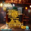 Boston Celtics American Flag City Skyline Personalized Whiskey Glass RJ03lvM