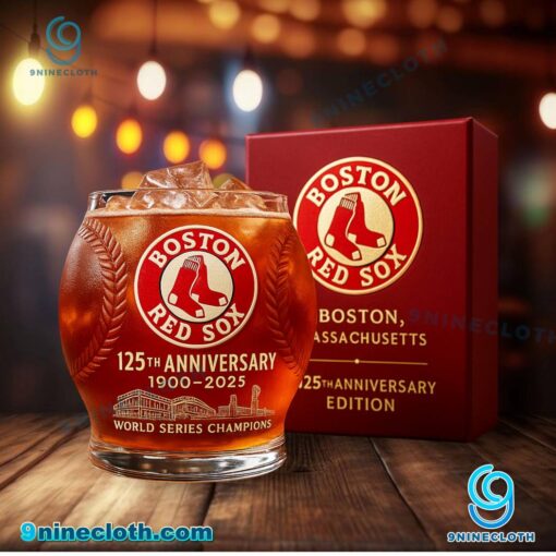 Boston Red Sox 125th Anniversary World Series Champions Whiskey Glass tJkgcOe