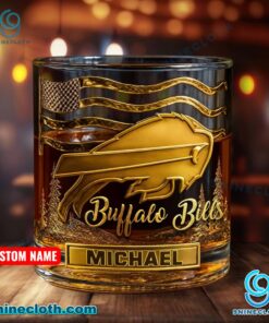 Buffalo Bills American Flag Personalized Whiskey Glass VeOFLWJ