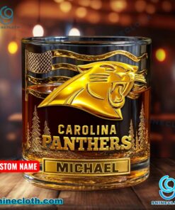 Carolina Panthers American Flag Personalized Whiskey Glass gazNS1n