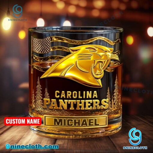Carolina Panthers American Flag Personalized Whiskey Glass gazNS1n