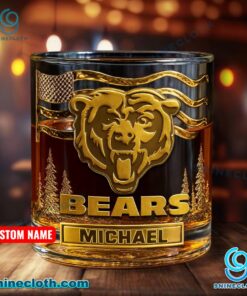 Chicago Bears American Flag Personalized Whiskey Glass bPgLZWq