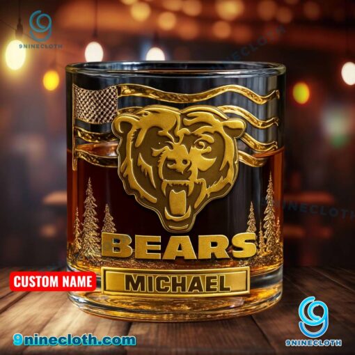 Chicago Bears American Flag Personalized Whiskey Glass bPgLZWq