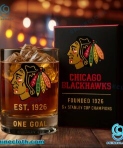 Chicago Blackhawks Est 1926 One Goal Whiskey Glass J92mVZa