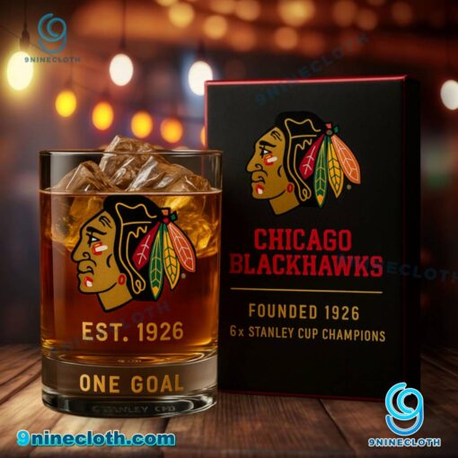 Chicago Blackhawks Est 1926 One Goal Whiskey Glass J92mVZa