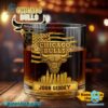 Chicago Bulls American Flag City Skyline Personalized Whiskey Glass r02A8Op