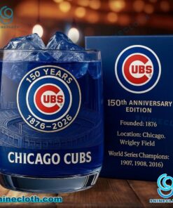 Chicago Cubs 150th Anniversary 1876-2026 Whiskey Glass Al0pytG