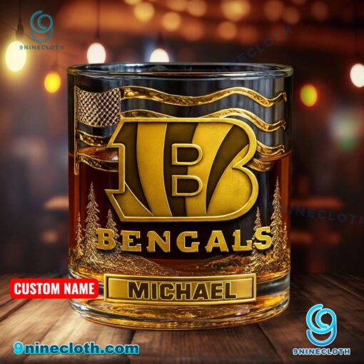 Cincinnati Bengals American Flag Personalized Whiskey Glass 4iUCcJL