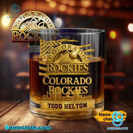 Colorado Rockies American Flag City Skyline Personalized Whiskey Glass 52HoKfq