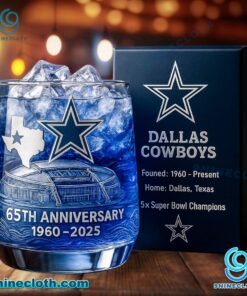 Dallas Cowboys 65th Anniversary 1960-2025 Whiskey Glass pGPkaXi