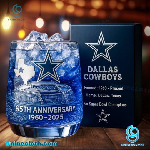 Dallas Cowboys 65th Anniversary 1960-2025 Whiskey Glass pGPkaXi