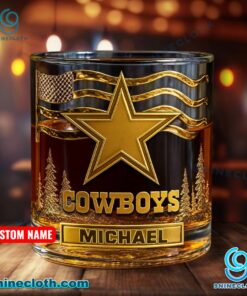 Dallas Cowboys American Flag Personalized Whiskey Glass SLGgJpt
