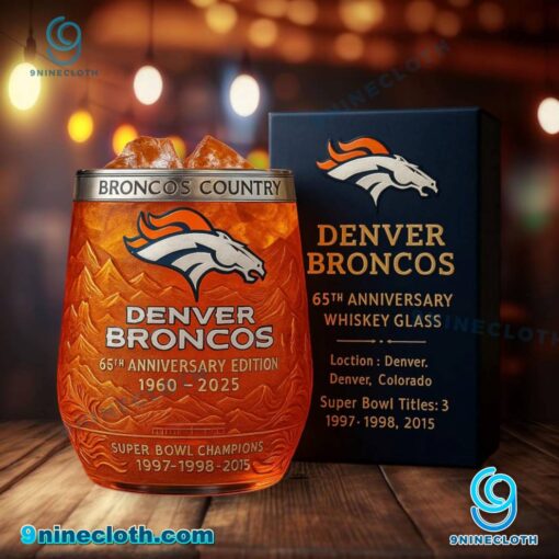 Denver Broncos 65th Anniversary 1960-2025 Whiskey Glass 8CrWmfU