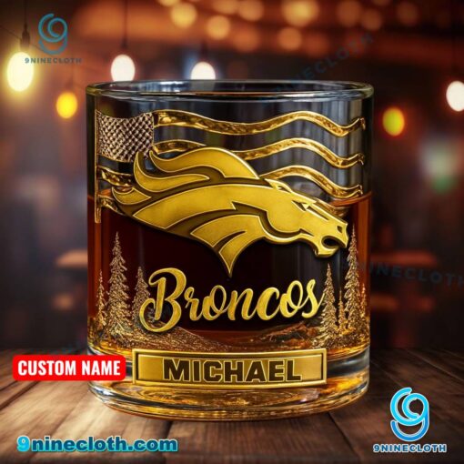 Denver Broncos American Flag Personalized Whiskey Glass 2rdilhj
