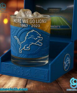 Detroit Lions Here We Go Lions Whiskey Glass pBHaLbE