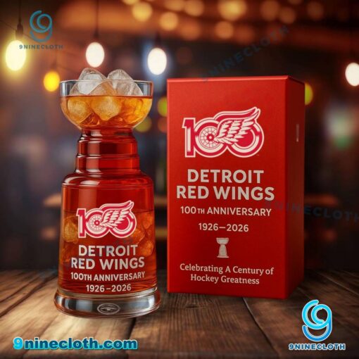 Detroit Red Wings 100th Anniversary 1926-2026 Stanley Cup Glass 81HRXSU
