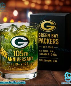 Green Bay Packers 105th Anniversary 1919-2024 Whiskey Glass g0MWnsX