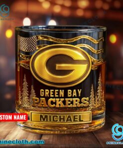 Green Bay Packers American Flag Personalized Whiskey Glass v8Hryt3