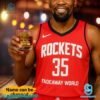 Houston Rockets American Flag City Skyline Personalized Whiskey Glass-c eMuS1mD