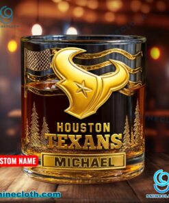 Houston Texans American Flag Personalized Whiskey Glass tvMGP4Y
