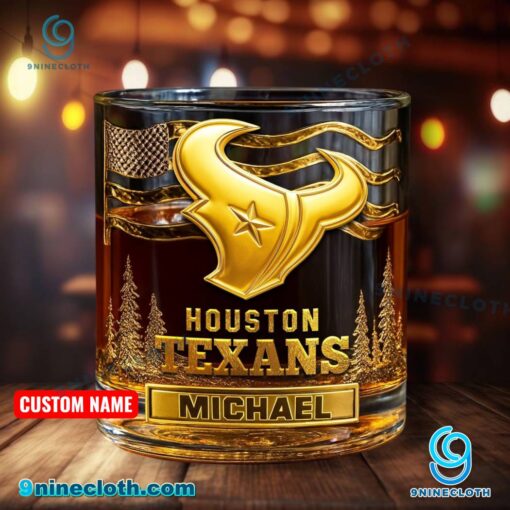 Houston Texans American Flag Personalized Whiskey Glass tvMGP4Y