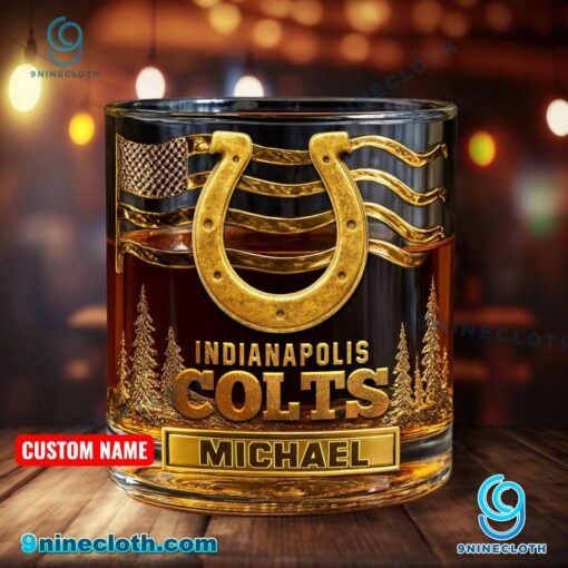 Indianapolis Colts American Flag Personalized Whiskey Glass ELkyTFo