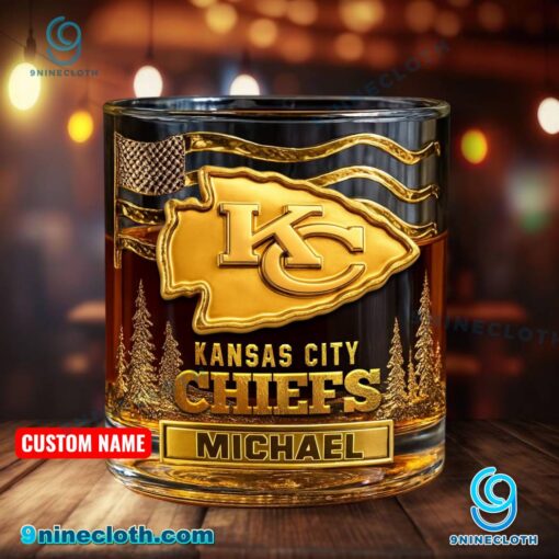 Kansas City Chiefs American Flag Personalized Whiskey Glass Lrjat2Z