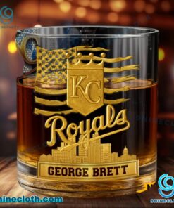 Kansas City Royals American Flag City Skyline Personalized Whiskey Glass qmLgbYk