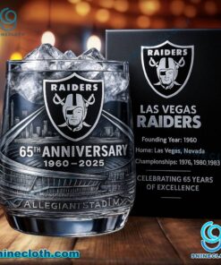 Las Vegas Raiders 65th Anniversary Allegiant Stadium Whiskey Glass I57YKLn