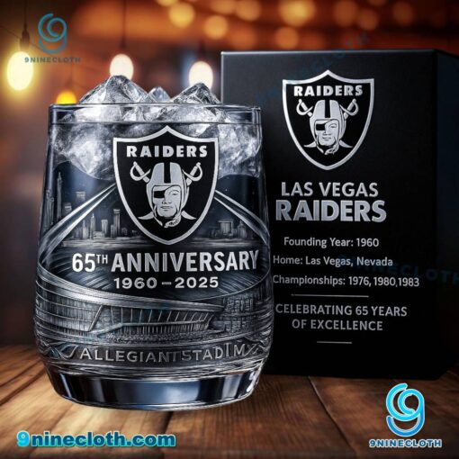 Las Vegas Raiders 65th Anniversary Allegiant Stadium Whiskey Glass I57YKLn