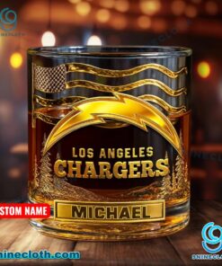 Los Angeles Chargers American Flag Personalized Whiskey Glass 7oPayEh