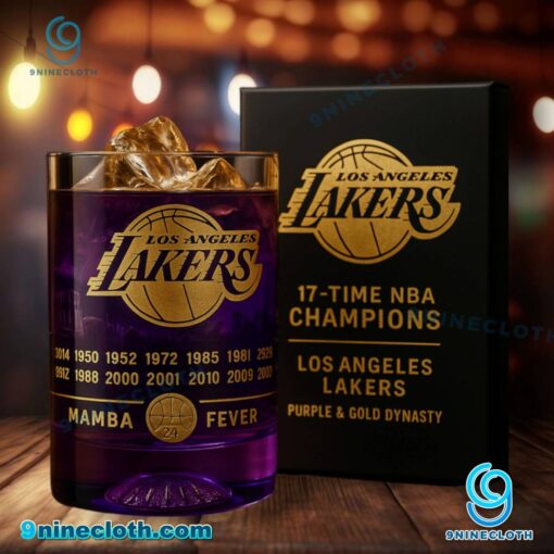 Los Angeles Lakers 17-time NBA Champions Whiskey Glass ytJZnVK