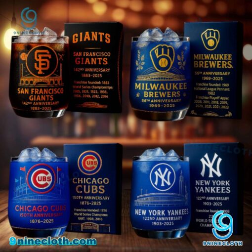 MLB Team Anniversary Whiskey Glass jB2iYFm