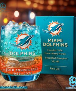 Miami Dolphins 60th Anniversary 1966-2026 Whiskey Glass Gf4u2RI