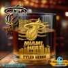 Miami Heat American Flag City Skyline Personalized Whiskey Glass qHm63DQ