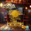 Milwaukee Brewers American Flag City Skyline Personalized Whiskey Glass i7hvm9R