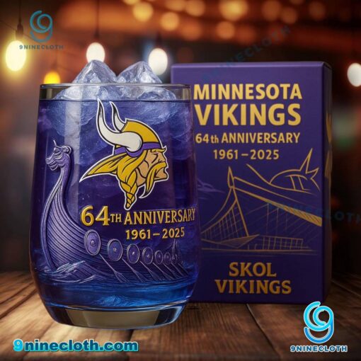 Minnesota Vikings 64th Anniversary 1961-2025 Whiskey Glass gXzxlQ3